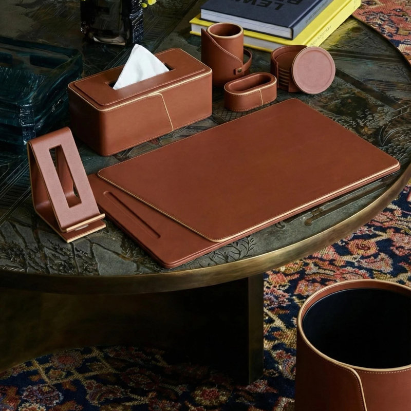 Cognac Leather Bin