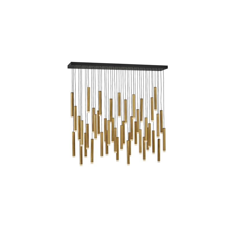 Harmony 45-Light Adjustable Modern Linear Chandelier w/ Integrated LED, Heritage Brass