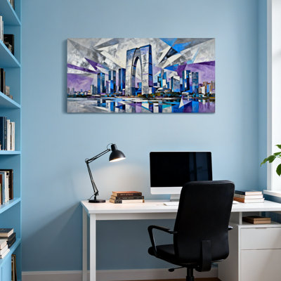 Paysages urbains et paysages abstraits avec formes et reflets géométriques