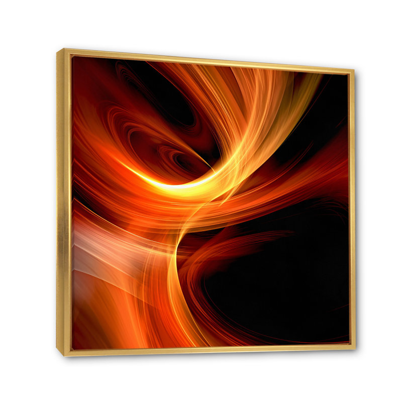«Orange Abstract Warm Fractal Design III», reproduction sur toile encadrée, H 20 po x l 12 po, Cadre flottant doré