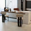 Light Walnut Colour + White Half-circle Solid + Manufactured Wood desk-363648498