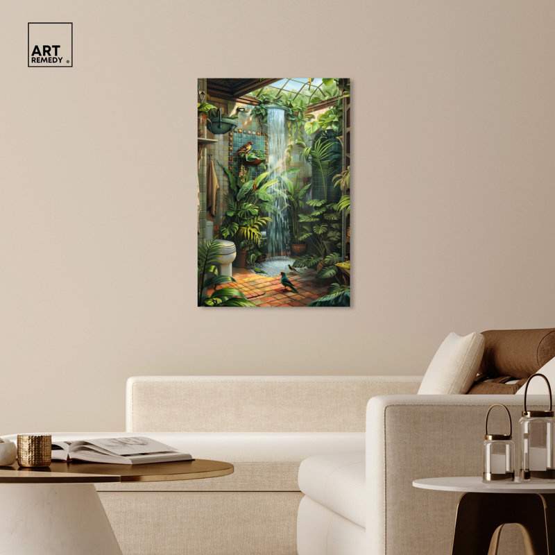 Art de la salle de bain Waterfall, Toile tendue, H 45 po x l 30 po