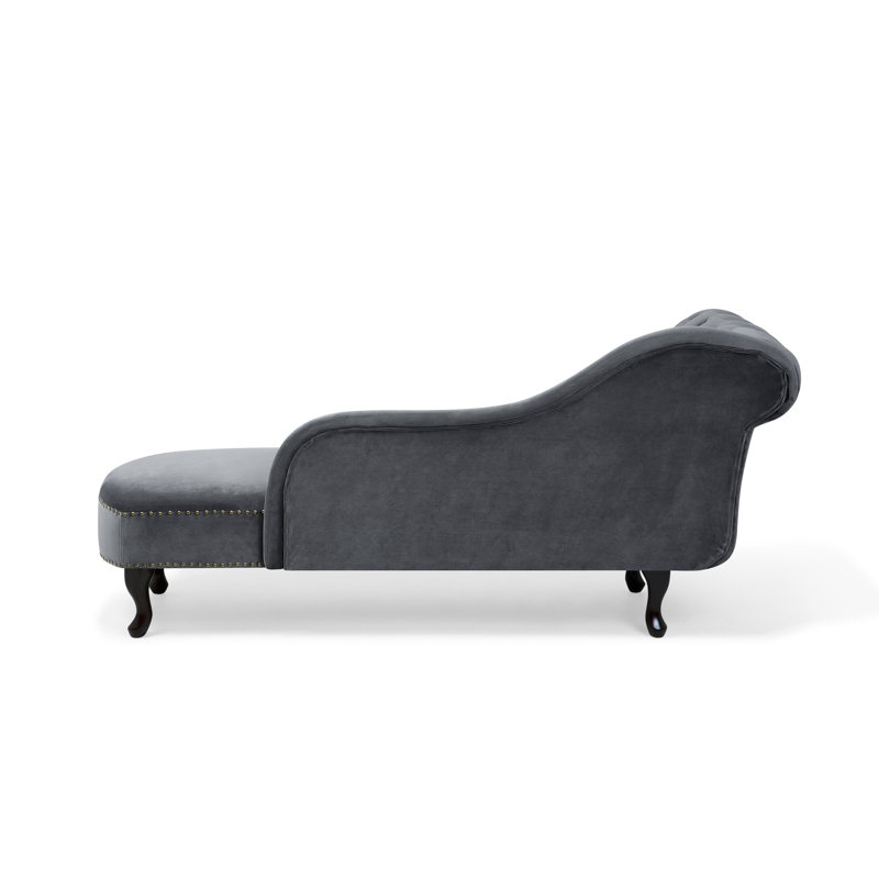 Jeb Velvet Chaise Lounge, Grey, Left Hand Facing
