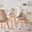 4 - Person Dining Set - Modern Round Kitchen & Dining Table Set With 4 Upholstered Chairs - Natural Wood Legs-552930017