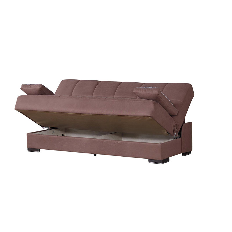 Geidy Twin 74'' Upholstered Convertible Sofa, Brown Chenille