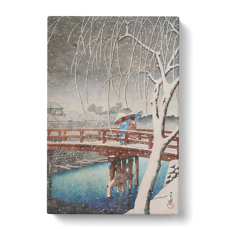 Two Crossing The Bridge by Hasui Kawase - Wrapped Canvas, 50cm H x 35cm W x 3cm D