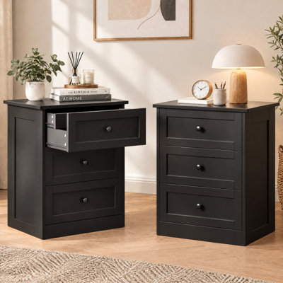 Nightstands Set of 2, Modern Bedside Table with 4 Drawers & Hidden Drawer, Wooden Side Table with Storage for Bedroom,Easy Assembly with Video Guide