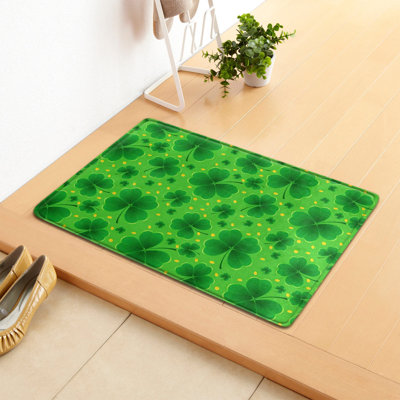  St Patricks Day Mat Shamrock Front Door Mat Kitchen Rug Nonslip Washable Entrance Bathroom Rugs Indoor Outdoor Entryway Floor Mat for Bathroom, Bedroom, Kitchen, Home Decor