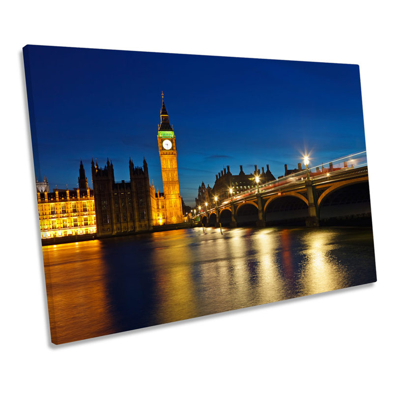 London Big Ben City River Thames - Wrapped Canvas Art Prints, 61cm H x 91.4cm W x 4cm D