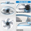 Ventilateurs de plafond avec lumières à DEL à intensité variable, installation intégrée de ventilateurs de plafond minces et modernes (bleu)