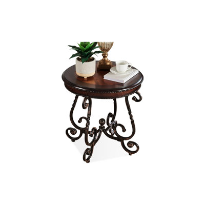 Modern Solid Wood+Metal End Table