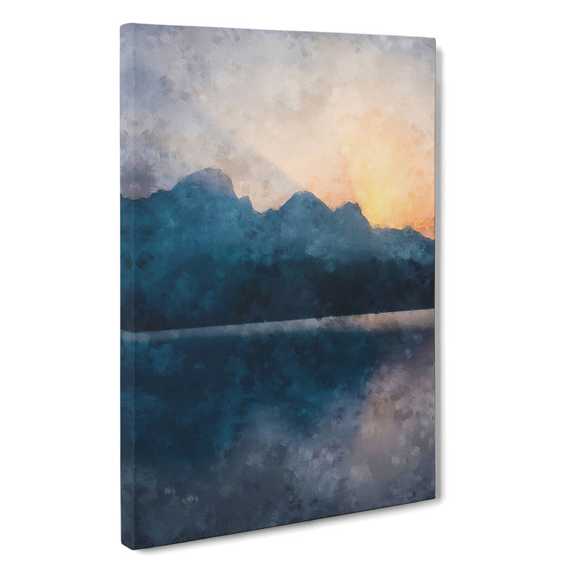 Sunrise Over The Mountains Abstract - Wrapped Canvas Painting, 76cm H x 50cm W x 3cm D