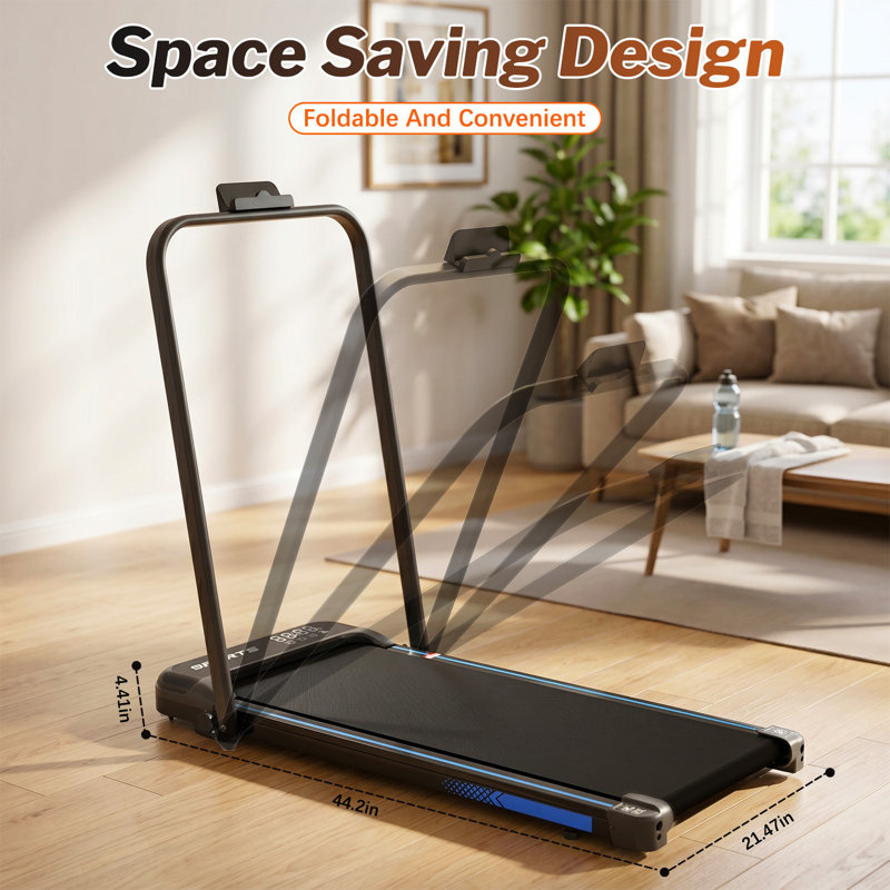 Tapis de marche électrique pliable 2 en 1, 2 CV, avec télécommande, noir, idéal pour la maison ou le bureau., Noir
