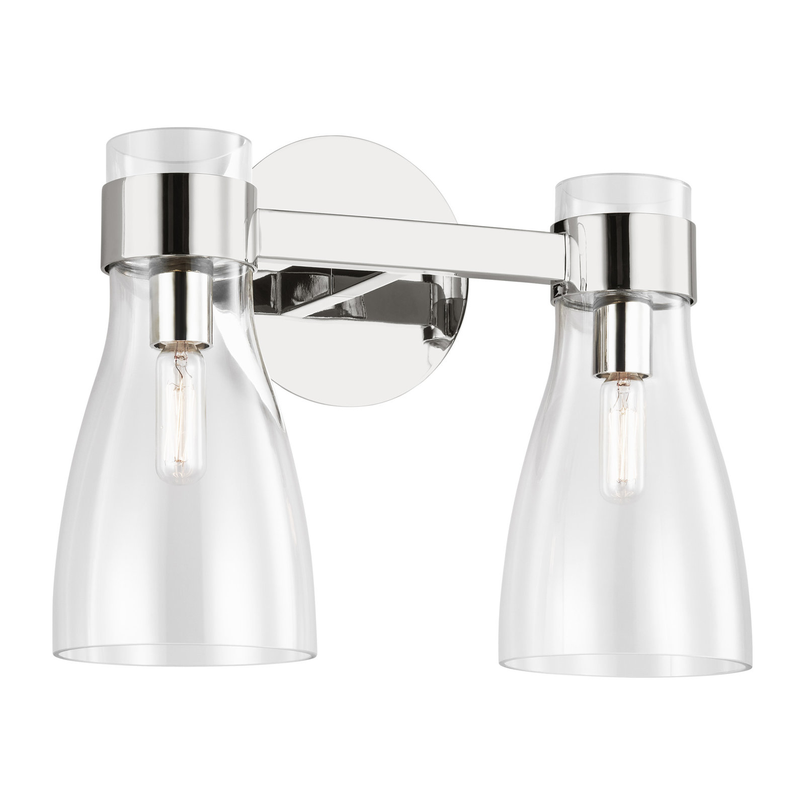 Dimmable Vanity Light, Clear, 2, Polished Nickel