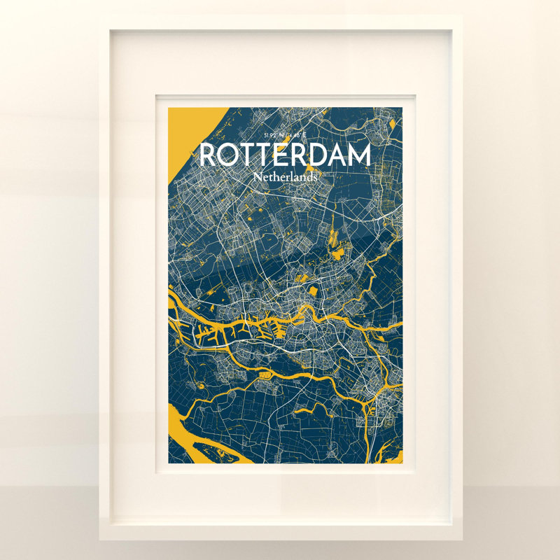 Rotterdam City Map In Amuse - No Frame Print, 27.6cm H x 19.7cm W x 0.05cm D