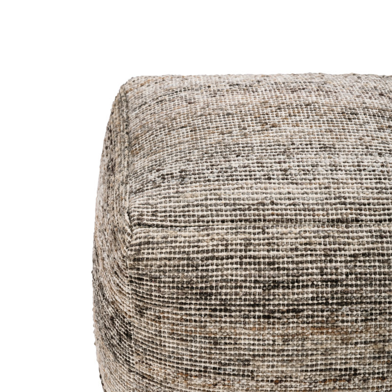 Yinka 18"H Two-Tone Cotton Pouf Ottoman, Taupe Multi Cotton