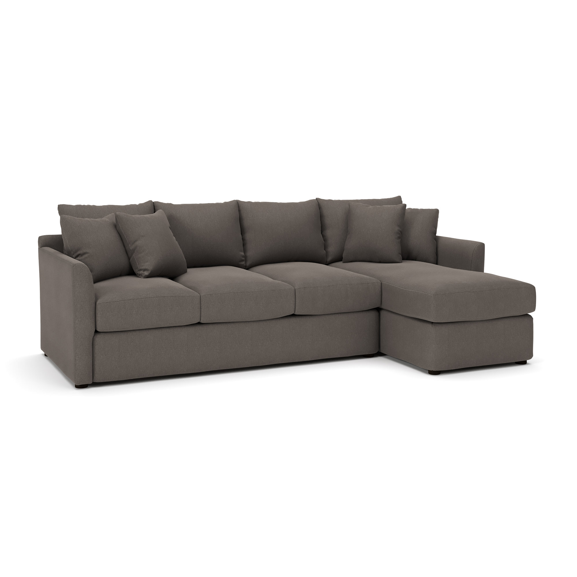 Cecelia Upholstered Chaise L-Sectional, Right Hand Facing, Drusky Charcoal Sustain® Basketweave