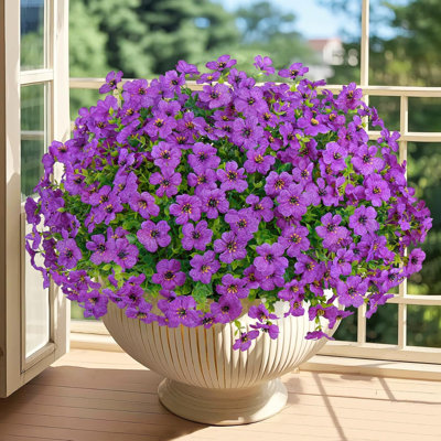 32 pièces de fleurs artificielles pour l'extérieur, fleurs artificielles en soie résistantes aux rayons UV, plantes artificielles réalistes pour l'extérieur, porche, fenêtre, jardinière, boîte, décoration intérieure