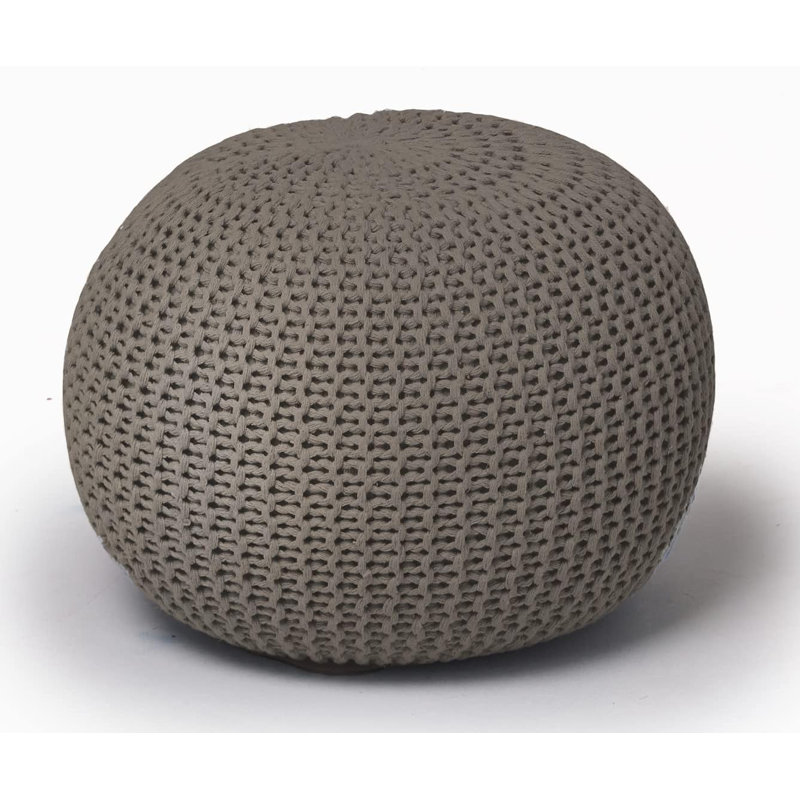Bramble Upholstered Pouf, Taupe