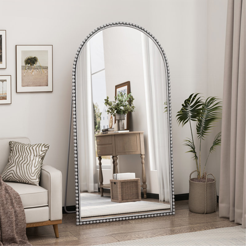 Miroir pleine longueur rétro en fer avec pieds de soutien, pour le salon, la chambre à coucher, 65,75 po x 35,43 po