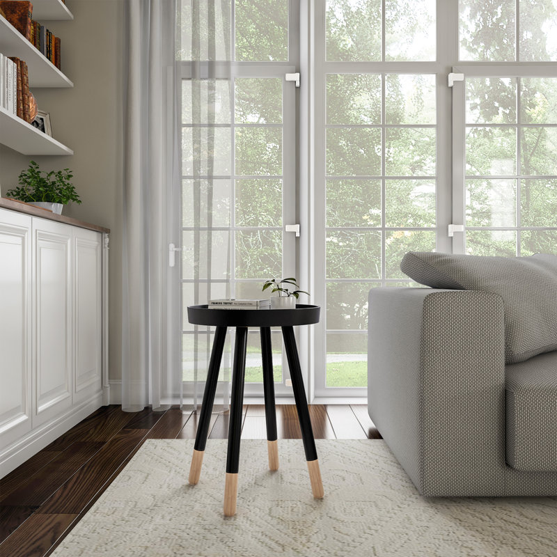 Table d'appoint moderne avec plateau, noir, Noir