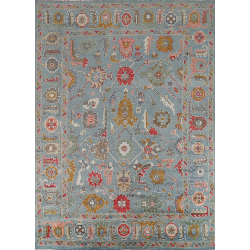 Tapis bleu All-Over Oushak 9 x 12