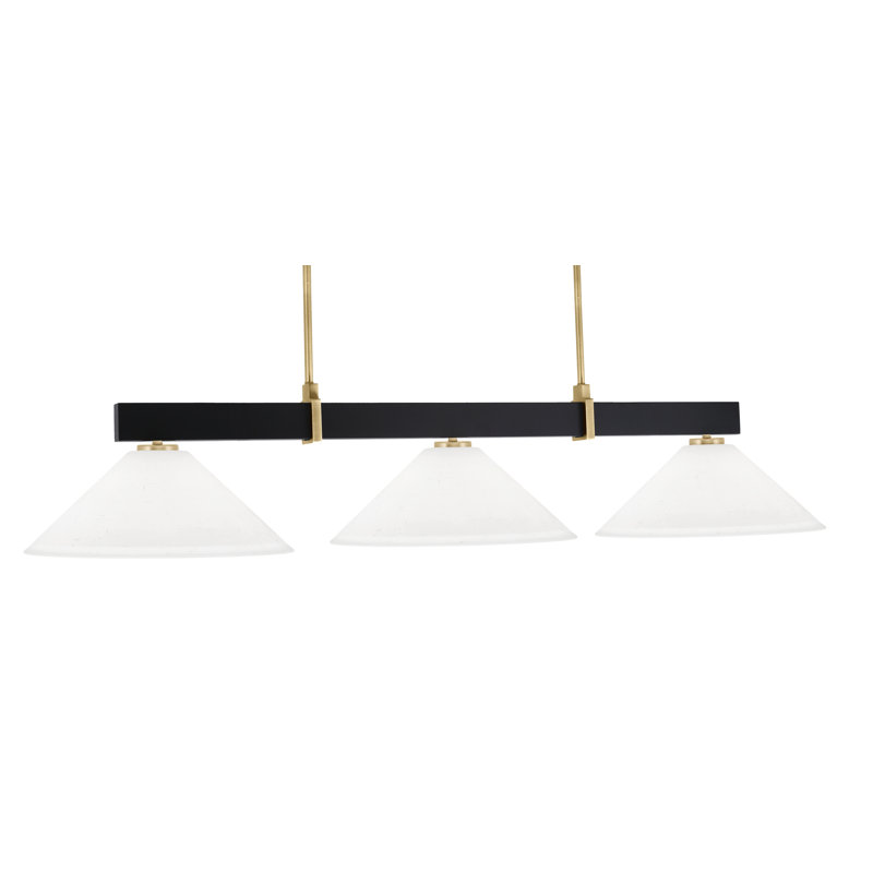 Bar 3 lumières Raheemah Wellington, Noir mat / laiton, H 10,25 po x l 16 po x P 16 po, Blanc