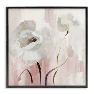 Fleurs abstraites blanches, estampe numérique encadrée par Lanie Loreth