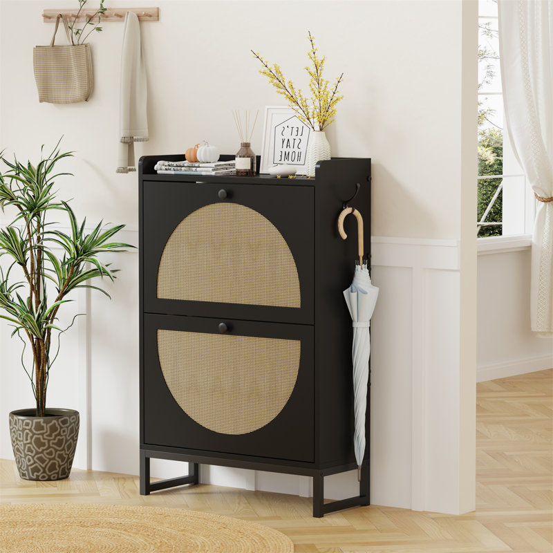Flip Down Shoe Storage, Black, 93.5cm H x 60cm W x 23.5cm D