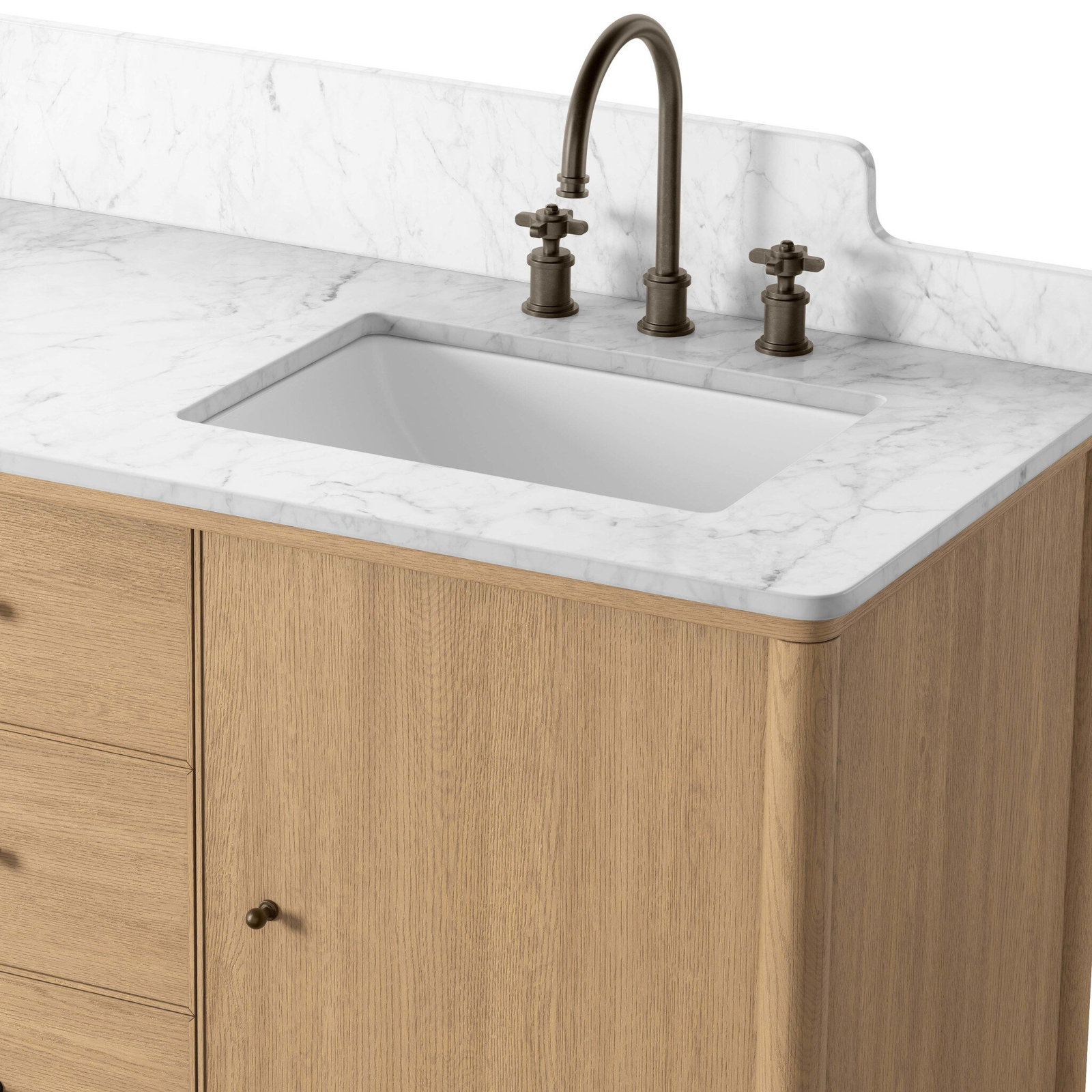 Carrara Marble Double Bathroom Vanity, 60.5"