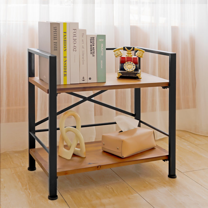 Bibliothèque étagère Iron, Noir, (2 tablettes) H 22,8 po x l 23,6 po x P 12,6 po