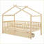 Lit plateforme simple en bois de pin massif avec rangement à 2 tiroirs pour chambre à coucher naturelle-668316161-668316163