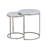 Matzen Contemporary Nesting Table Set with Natural Marble Top in Nickel