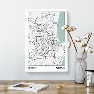 Map Aberdeen UK - Wrapped Canvas