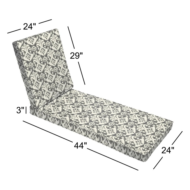 Ackerley Hinged Single Corded Outdoor Seat/Back Cushion, 73" H x 24" W x 3" D, Gray
