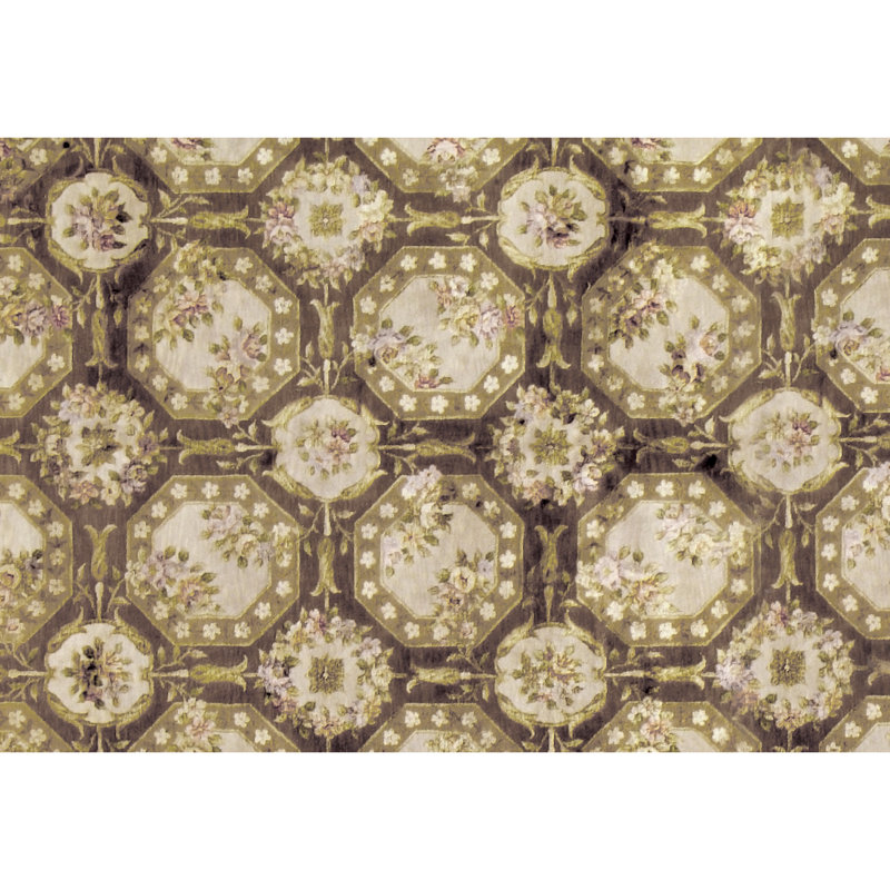 Tapis géométrique en soie / laine tissé à la main Elegance, Rectangle 9 pi x 12 pi