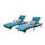 Ensemble de 2 chaises longues d'extérieur en osier avec coussins, chaise longue inclinable en osier-725307343
