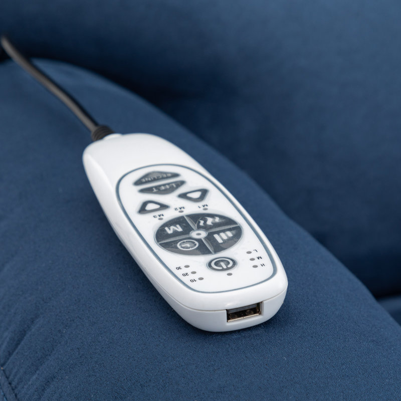 Fauteuil de massage inclinable électrique chauffant, Microsuède bleu marine