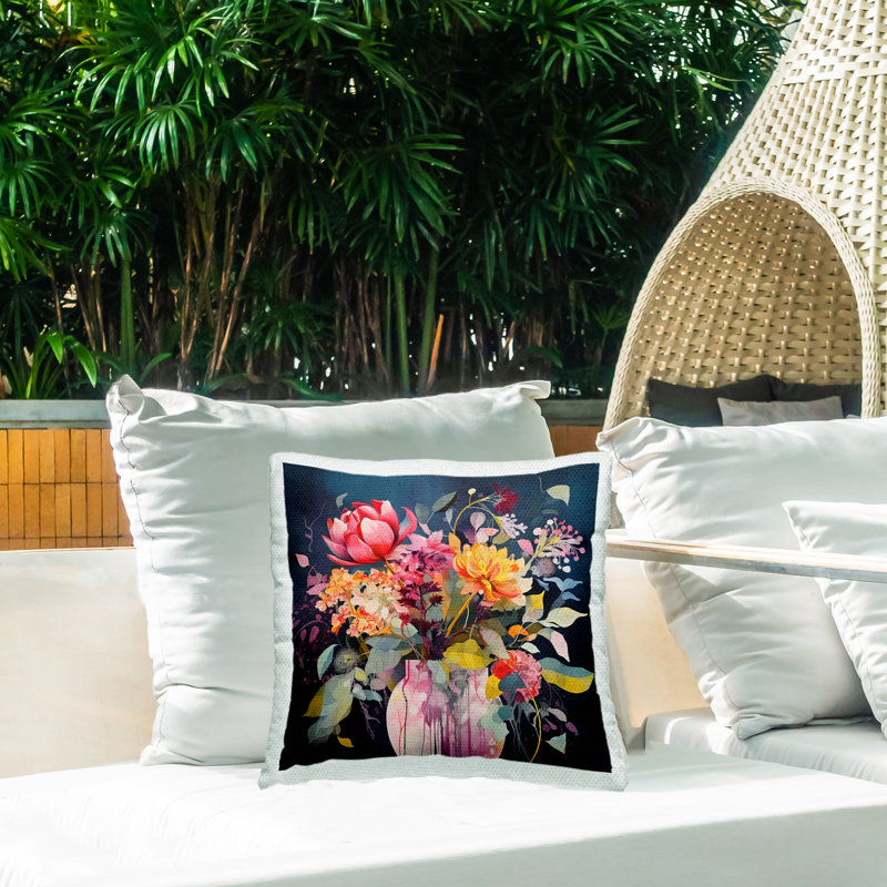 Floral Outdoor Throw Pillow