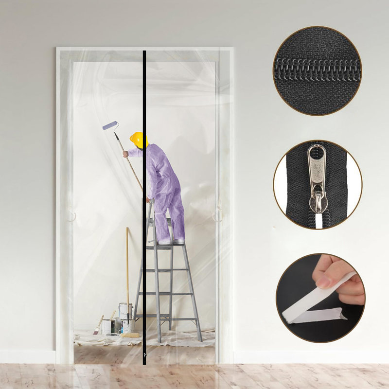 48Inch*87Inch Easy-To-Install Punch-Free I-Type Dustproof Door Zipper Suitable For Standard Door Frames