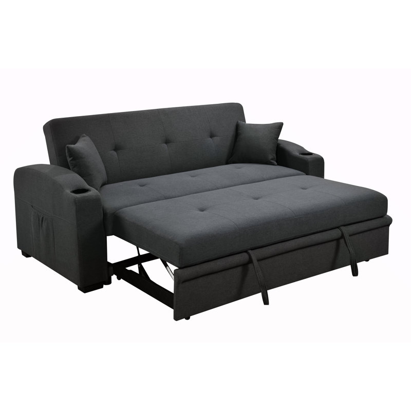 Canapé moderne convertible 75 po 3 en 1 avec lit escamotable, dossier inclinable et rangement, parfait pour le salon et le bureau