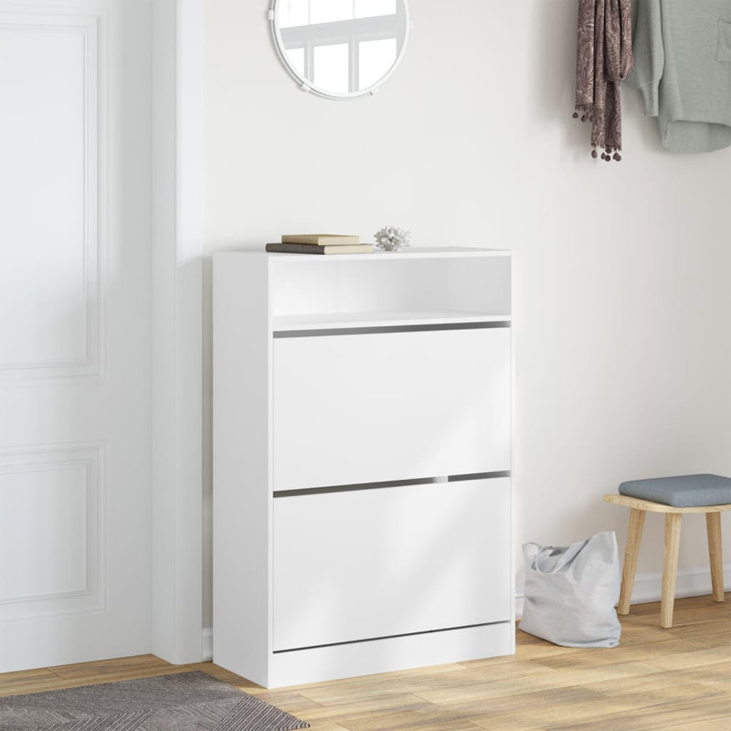 12 Pair Shoe Storage Cabinet, White