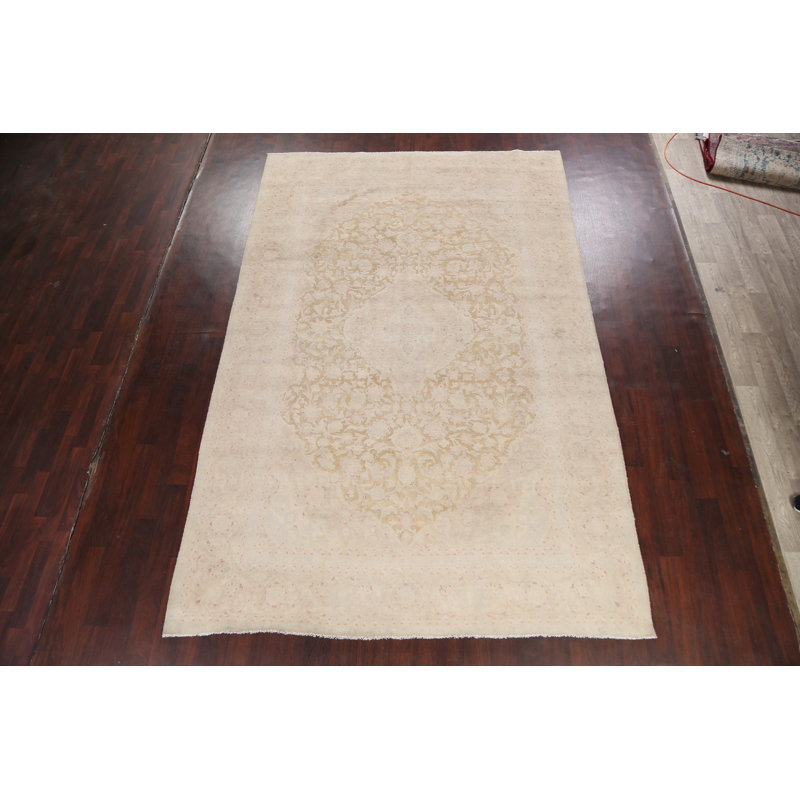 Tapis unique en laine noué à la main beige des années 1960