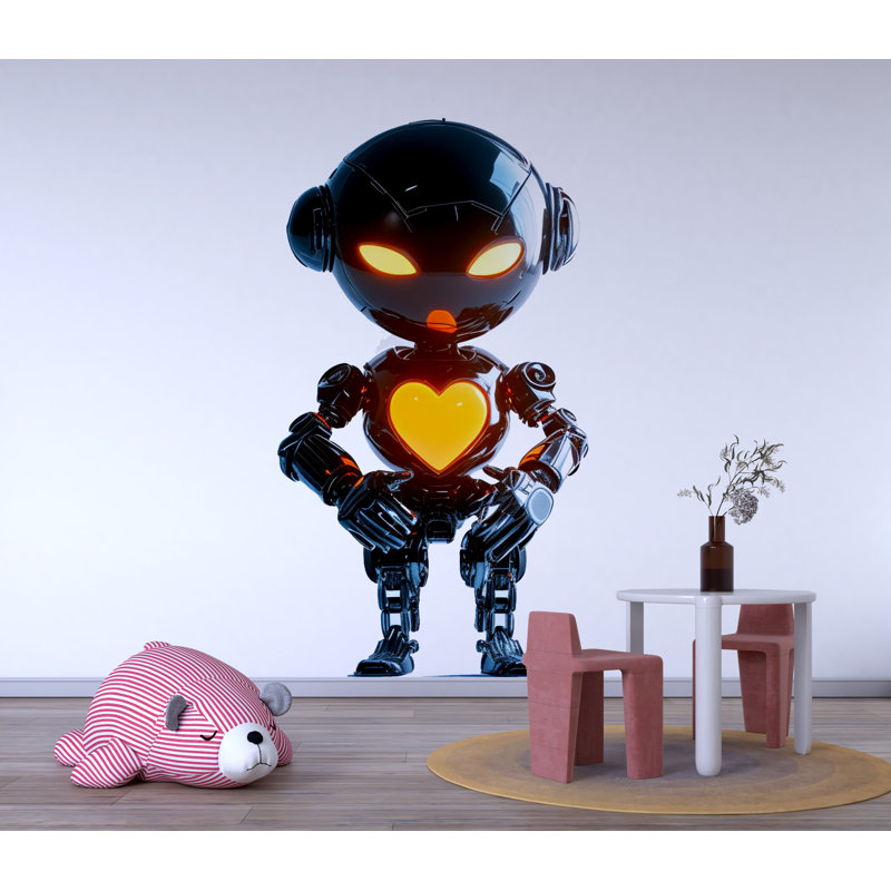 Art mural robot mignon, décor de chambre de bébé robot, art de robot pour chambre d'enfant, cœur robot 157Mv