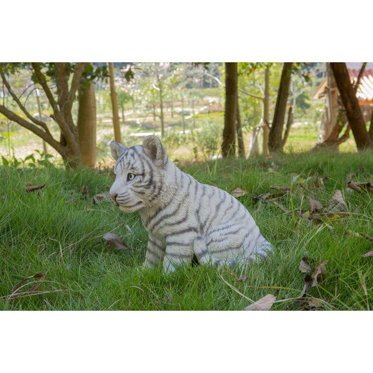 Hi-Line Gift Sitting White Tiger CUB Statue