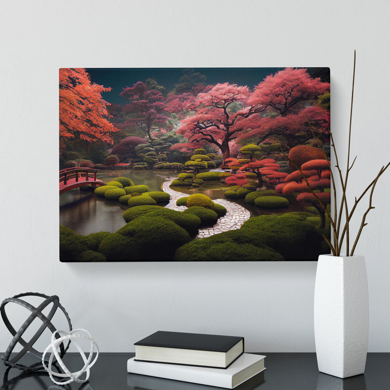 Japanese Garden Pond Vol.5 - Wrapped Canvas, 35cm H x 50cm W x 3cm D