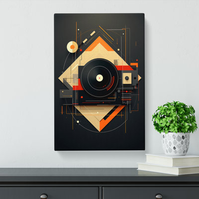 Vinyl Record Player Geometric No.2 - Wrapped Canvas