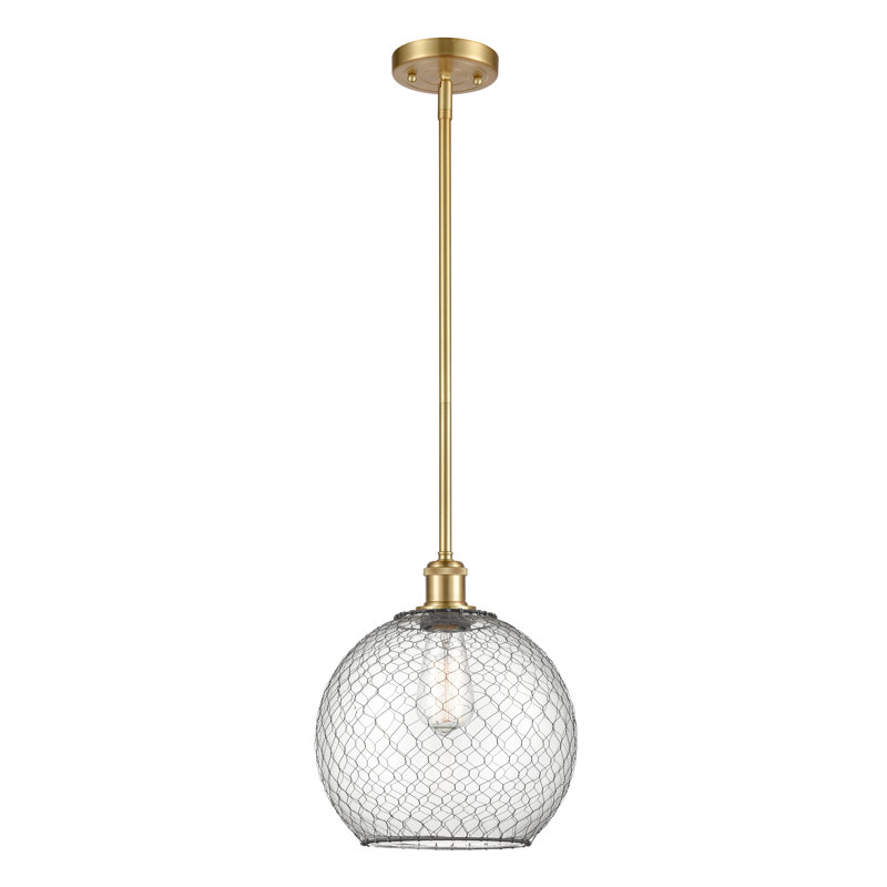 Luminaire sphère suspendu 1 lumières simple Egger, Chrome poli, Blanc / Noir, H 13 po x l 10 po x P 10 po