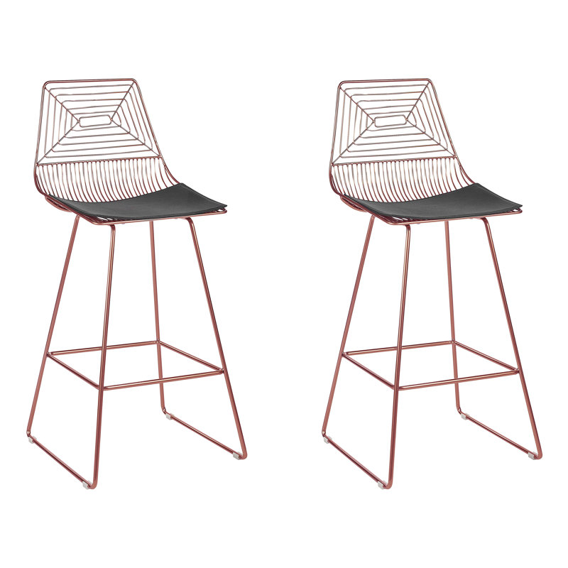 Anjail Upholstered Counter Stool with Metal Frame, Rose Gold