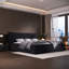 Lit plateforme tapissier en velours-702259455